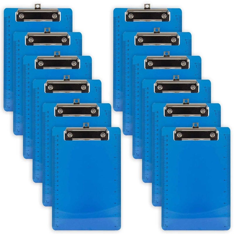 JAM PAPER Small Plastic Memo Clipboards with Low Profile Metal Clip - Mini (6 x 9) - Blue - 12 Clip Boards/Pack - Image 2